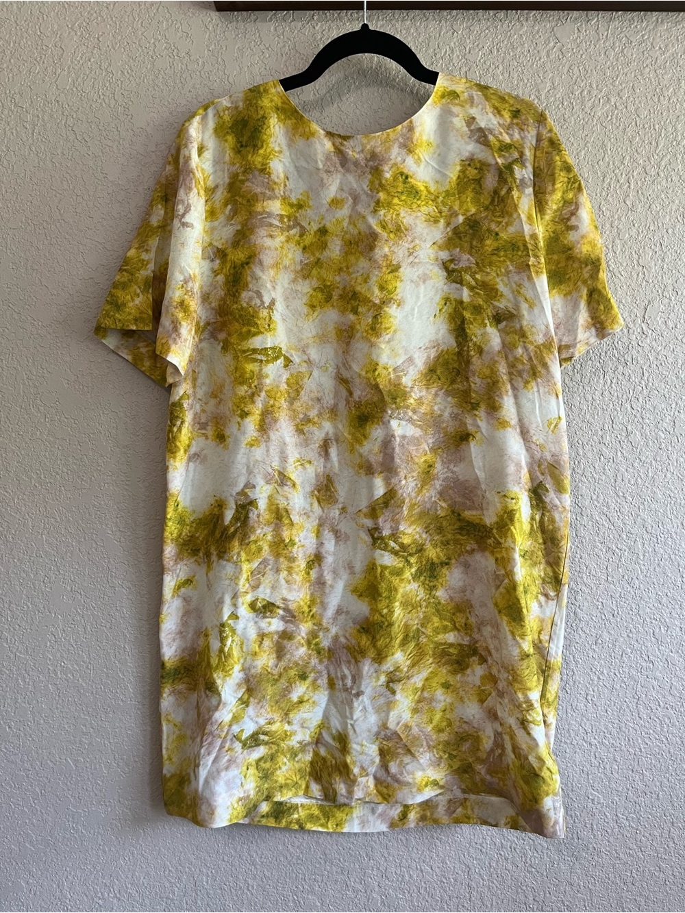 Joie Salvador Silk Marble Printed Mini Shift Dress in Porcelain - Size Large